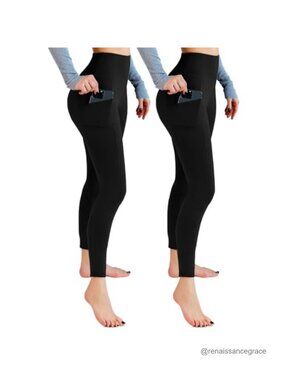 High Waist Leggings with Pockets for Women 2-Pack